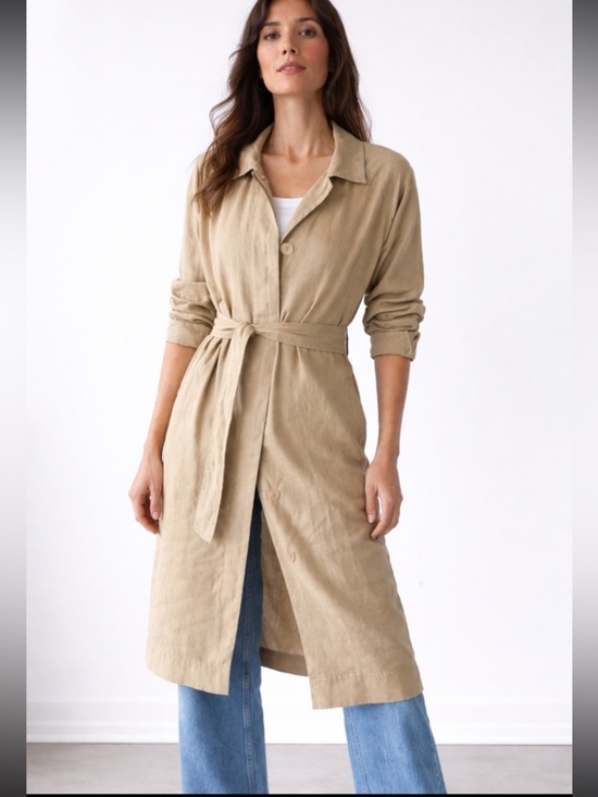 Wilfred Jackets & Blazers - Aritzia Wilfred Lyocell Cotton Trench Coat Tan Belted Lightweight Minimalist